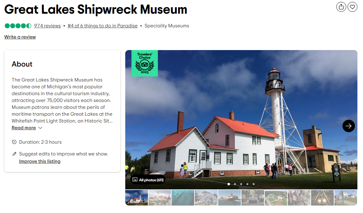 image of Great Lake Ship Wreck Museum Trip Advisor Listing